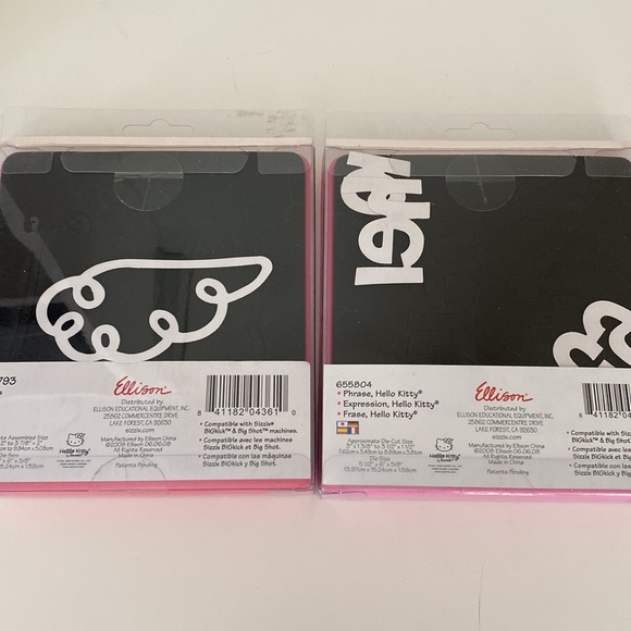 2 Hello Kitty Sizzix Dies Bigz Phrase And Wings Sanrio Design New, NIP - Picture 2 of 6